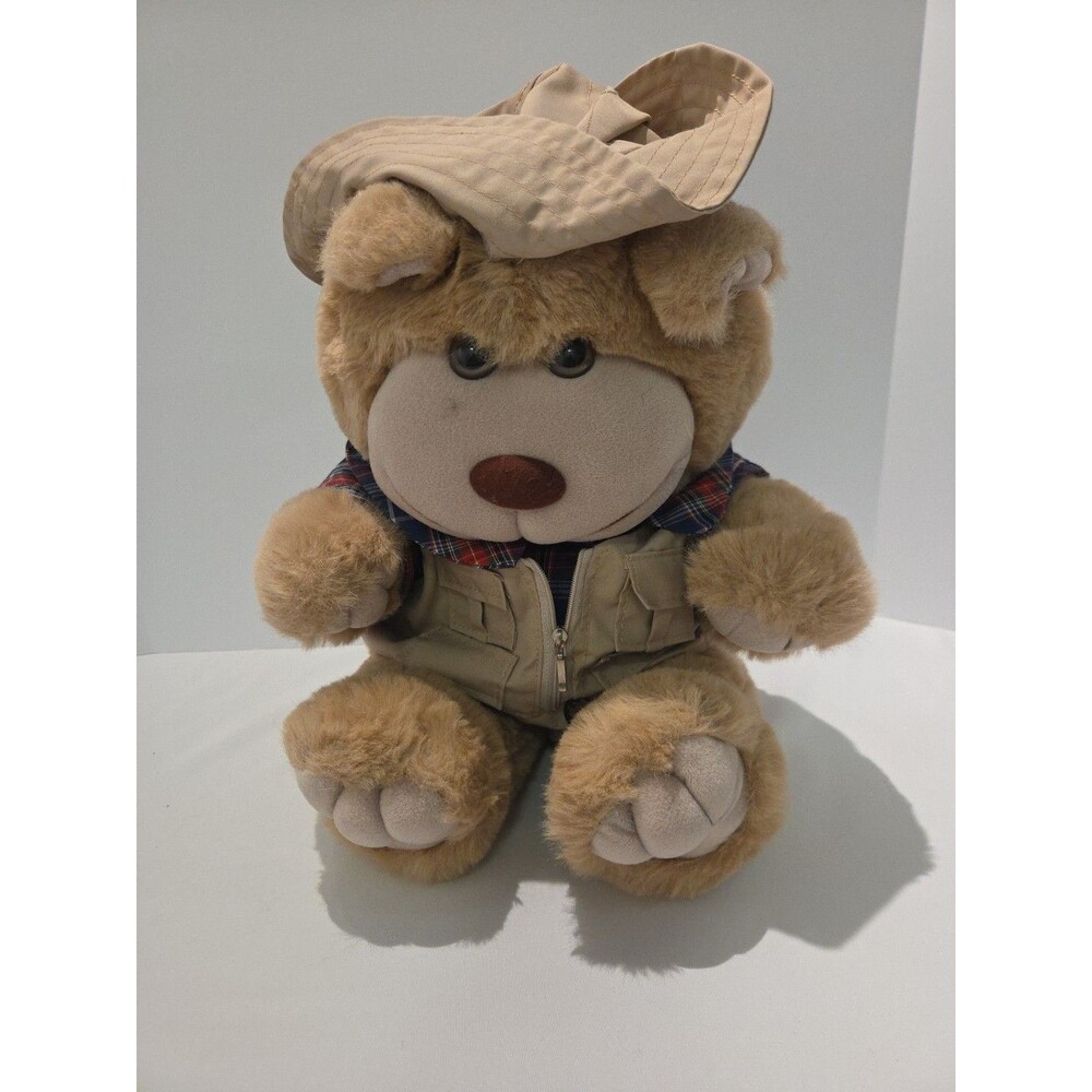 Just Friends Teddy Bear Safari Hat Jacket Flannel Korea Plush Stuffed Animal 18"